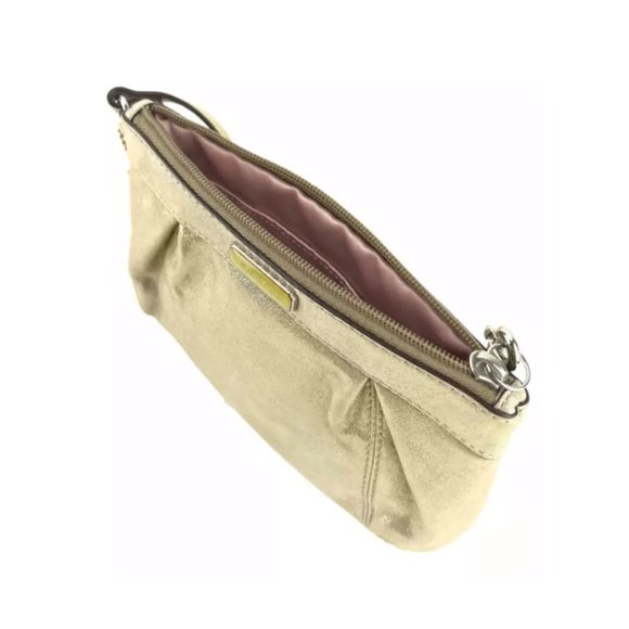 Coach Gold Leather Pleated Wristlet - Picture 2 of 11